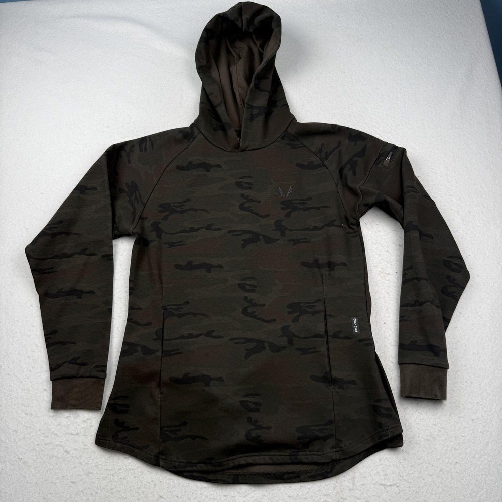ASRV Hoodie Mens Medium Green Camo Pullover Longline Performance Athletic